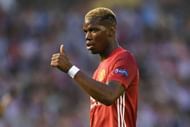 VIGO, SPAIN - MAY 04:  Paul Pogba of Manchester United gives a thumbs up during the UEFA Europa League semi final, first leg match between Celta Vigo and Manchester United at the Estadio Balaidos on May 4, 2017 in Vigo, Spain.  (Photo by David Ramos/Getty Images)